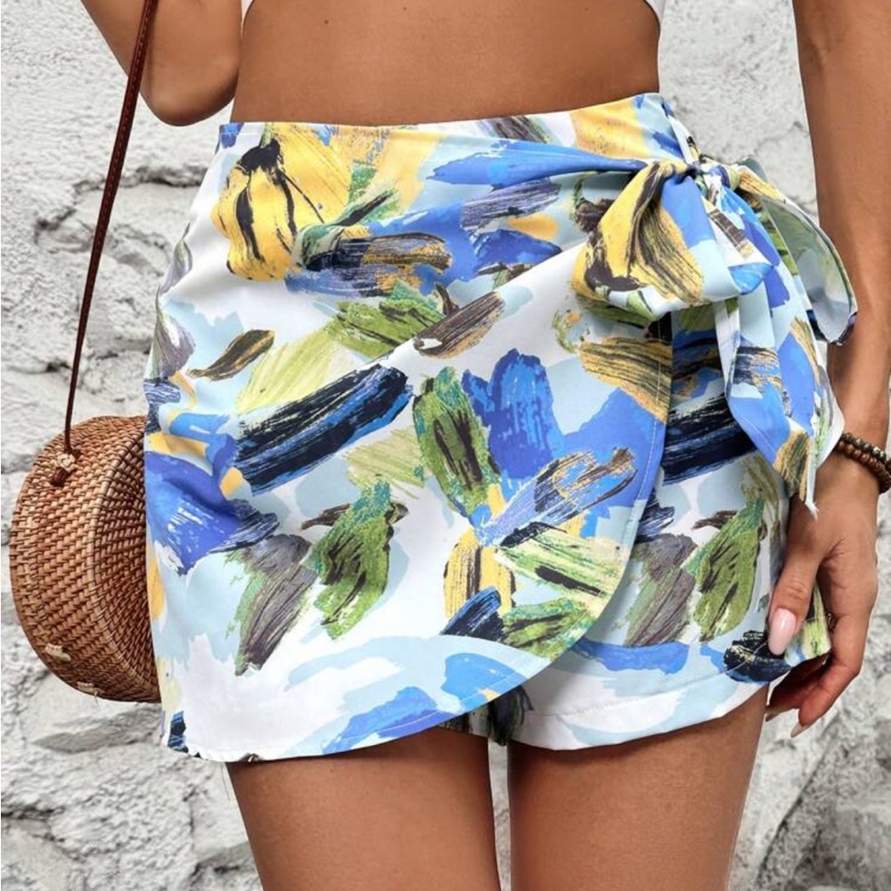 Abstract Print Wrap Skort - Picture 3 of 5